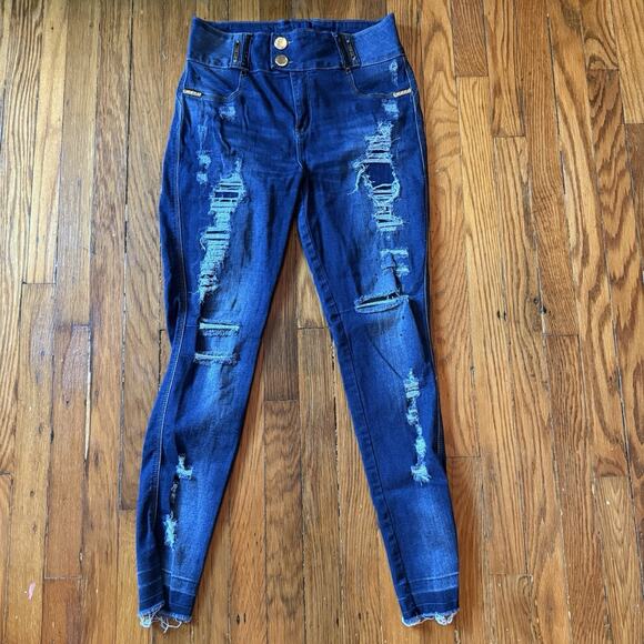 Pit Bull Jeans Distressed Skinny Embellished Brazilian REF# 24079 Size 8 30x28 - Picture 3 of 13